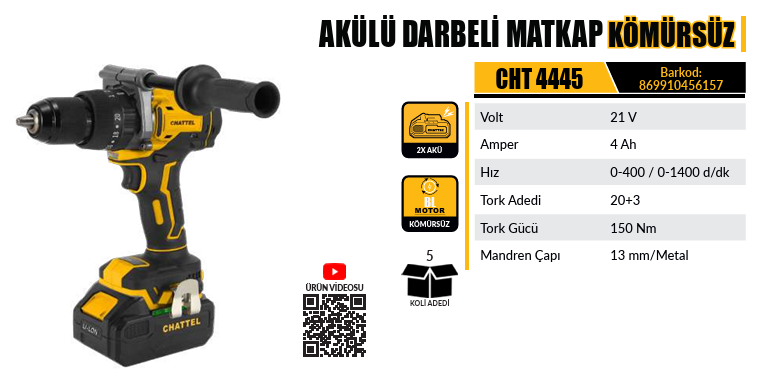 AKÜLÜ DARBELİ MATKAP CHATTEL
