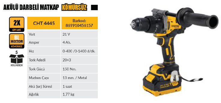 AKÜLÜ DARBELİ MATKAP CHATTEL