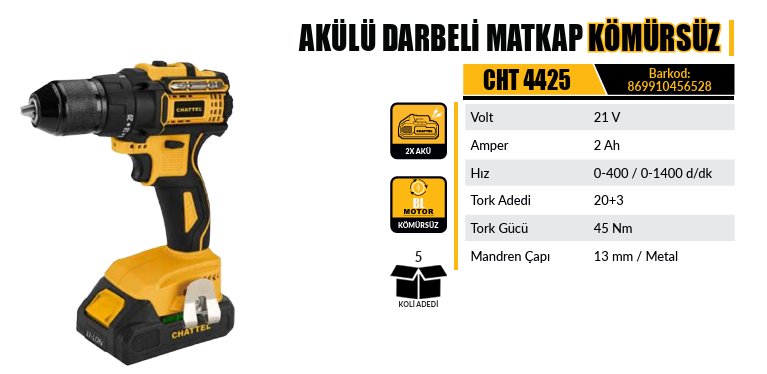 AKÜLÜ DARBELİ MATKAP CHATTEL